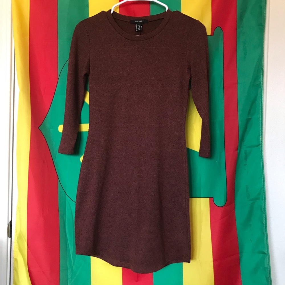 3/4 sleeve rustic orange reddish dress from forever 21
